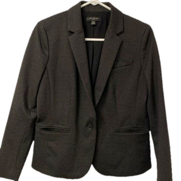 Ann Taylor Petite Blazer Polka Dot Black Womens Size 10P Business Office - Picture 1 of 7